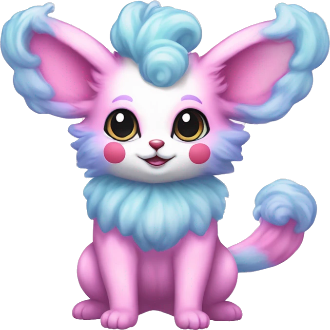 Kawaii Pastel Cotton-Candy-Colored Clown-Eeveelution-Cute-Pokémon-fusion full body emoji