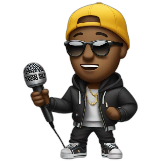 a rapper with a microphone emoji