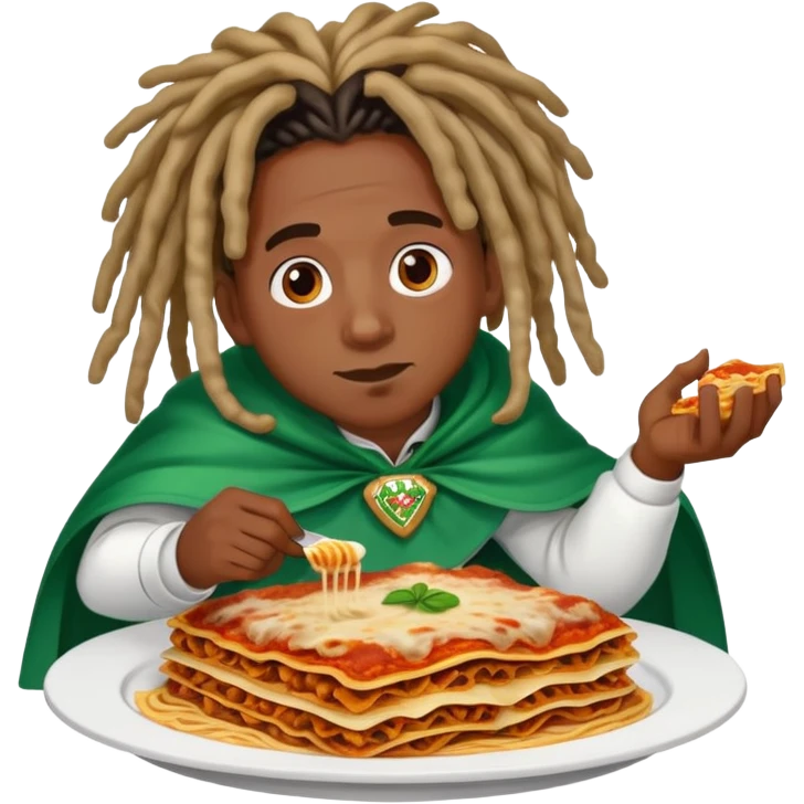  Dreadlocs with fade and nigerian cape eating lasagna  emoji