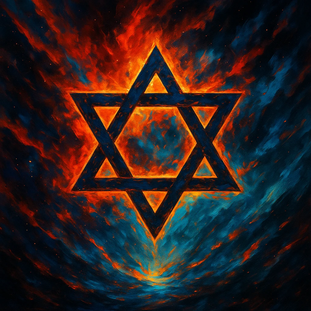 Star of David, intense colors, dynamic, epic atmosphere emoji