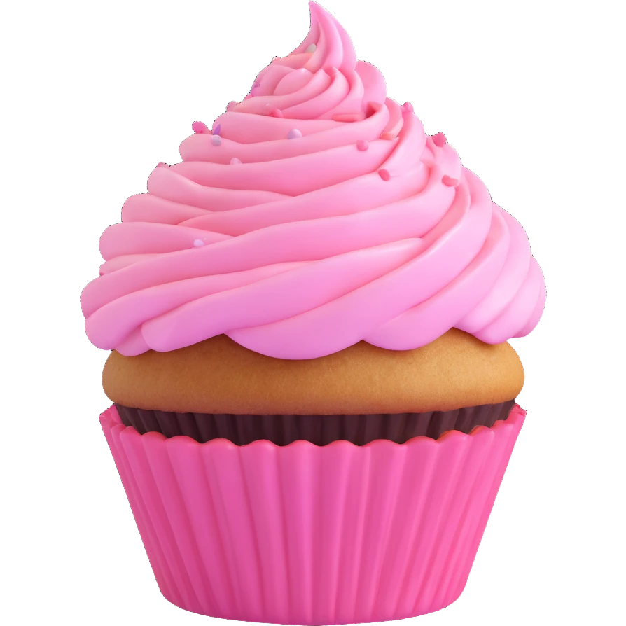 cupcake with pink icing, 3D style emoji