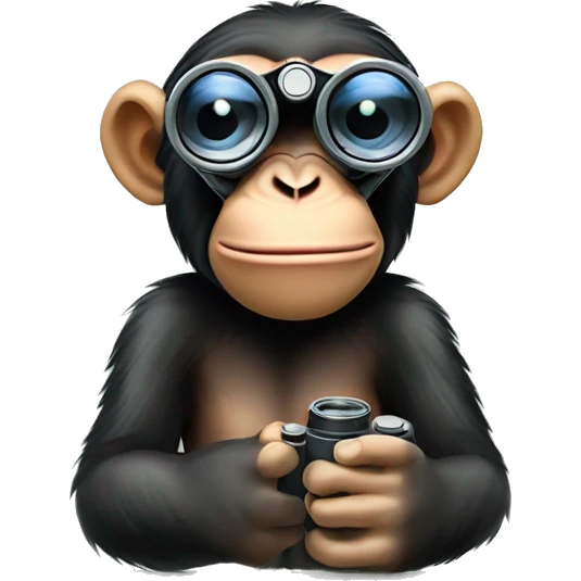 Chimpanzee watching through binoculars  emoji