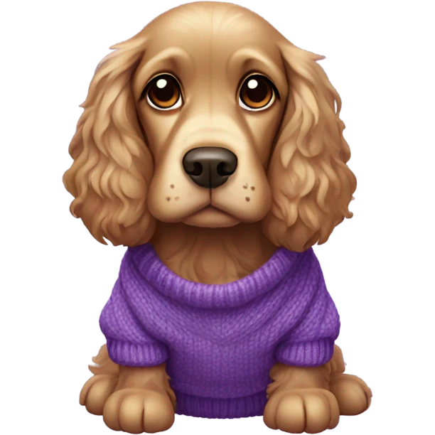 Cocker spaniel in purple sweater emoji