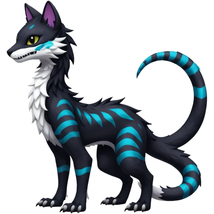 Kawaii dark blackish edgy fantasy ethereal feline-vernid-sergal-monster-fursona animal creature full body with intricate markings  emoji