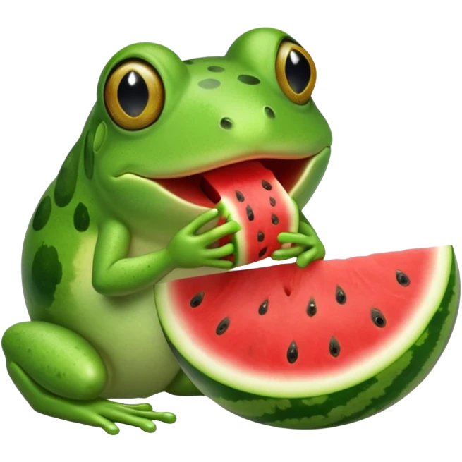 frog eating watermelon emoji