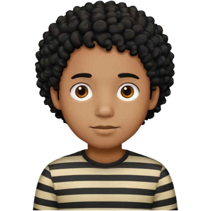CURLY HAIR BLACK BOY KID IN STRIPES emoji