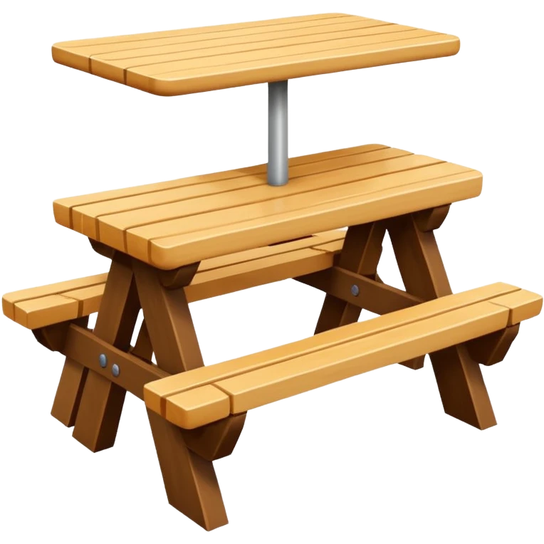 mesa alta color madera natural con bancas altas de color madera natural emoji