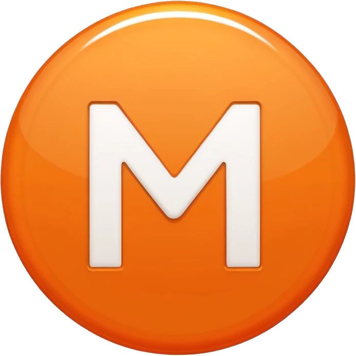 Orange circle with a white M in the Middle emoji