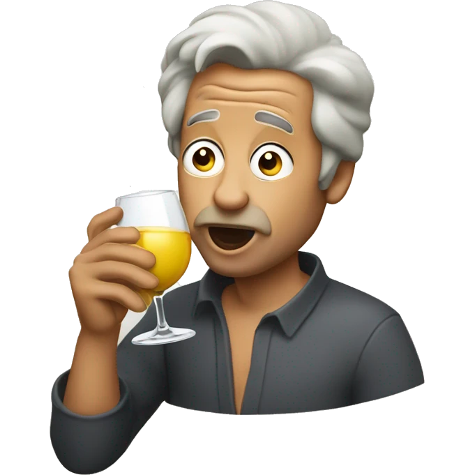  Crazy Man drinking wine eating egg roll emoji