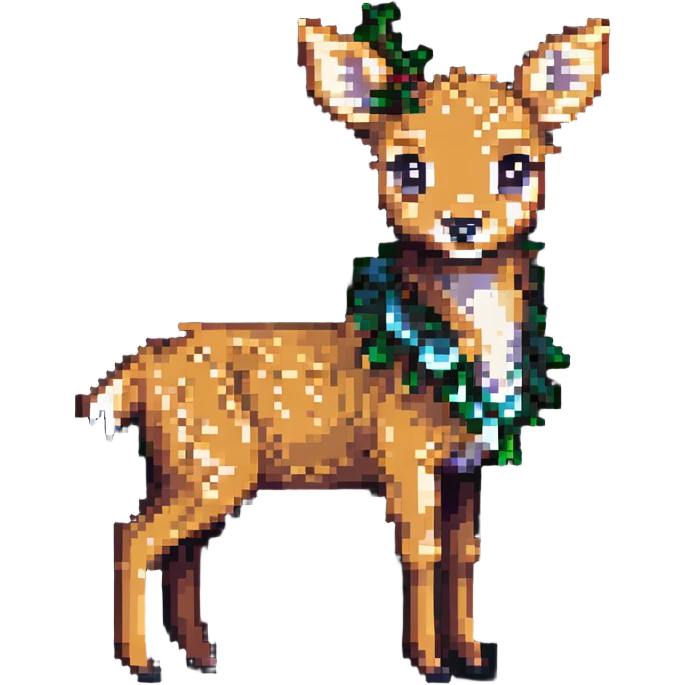 Bambi as a cute deer fawn in pixel art style, standing in a forest clearing emoji