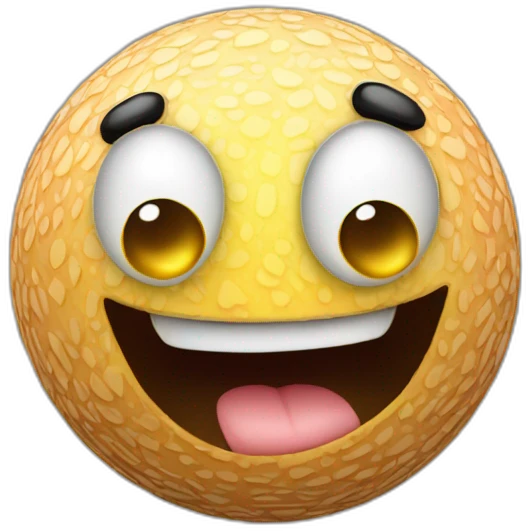 3d sphere with a cartoon wandering skin texture with big playful eyes emoji
