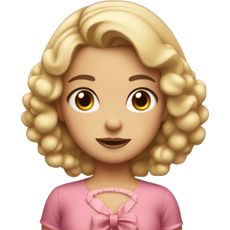 Cartoon girl in dress with bow in her hair emoji