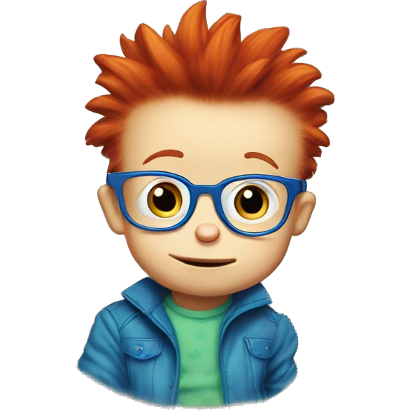 rugrats spike Redhead baby with blue glasses emoji