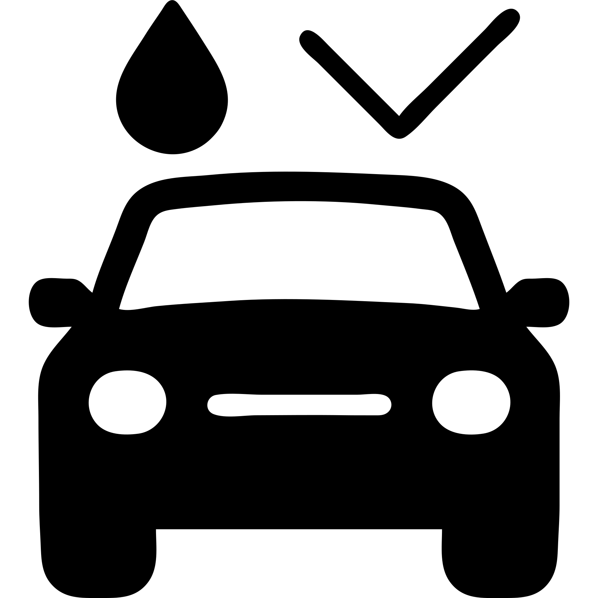 solid icon of a full luxury vehicle with glossy black mirror paint, water droplet sliding on the surface, minimal repellent effect with lines, elegant and minimal emoji