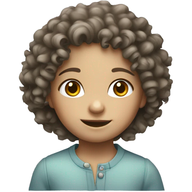 curly haired little girl, white and skinny. emoji