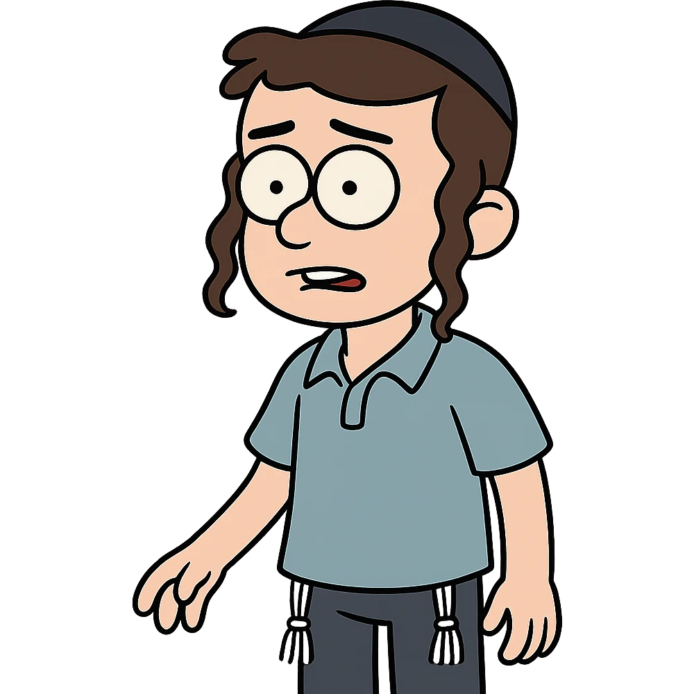boy with peyos, kippah, and tzitzis in flat toon cartoon style emoji