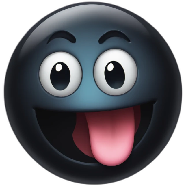 A black hole with a playful face and a tongue sticking out a smile emoji
