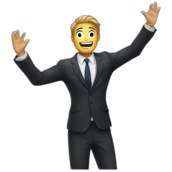 man in suit arms in the air summoning something emoji
