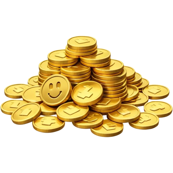 small pile of gold coins, 3D emoji style, shiny gold, no symbols, no text,  emoji