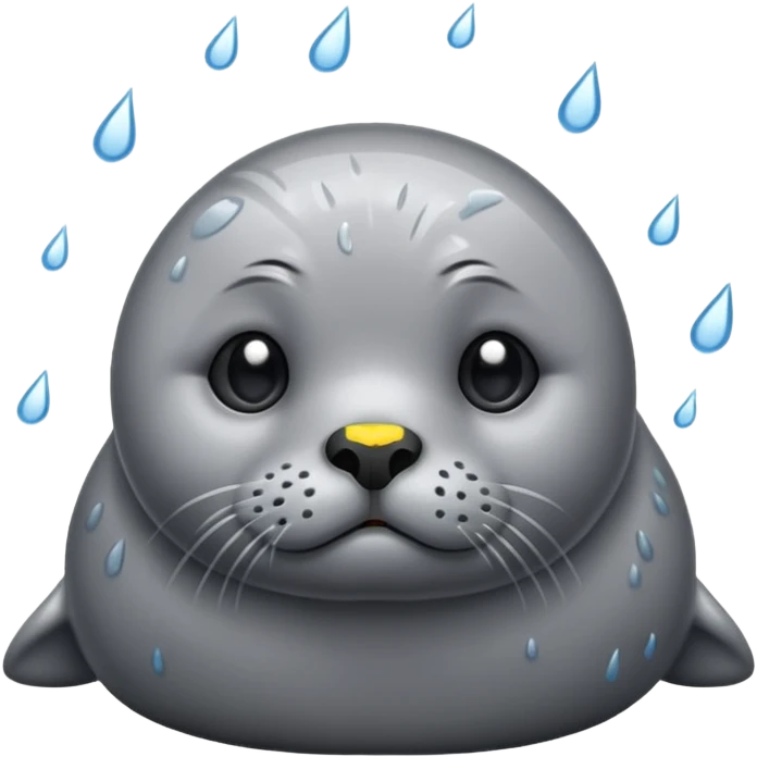 Sad seal in the rain emoji
