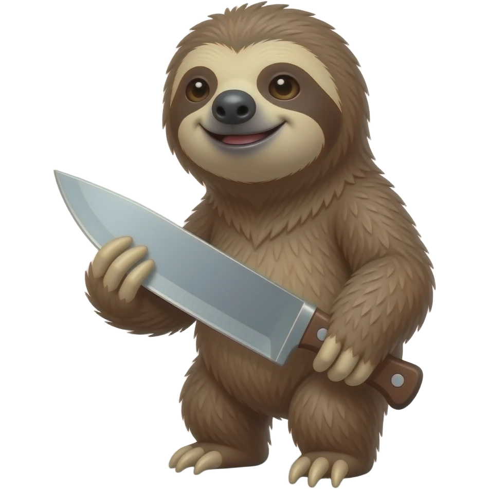 looking askance going smiling evil killer sloth w big knife emoji