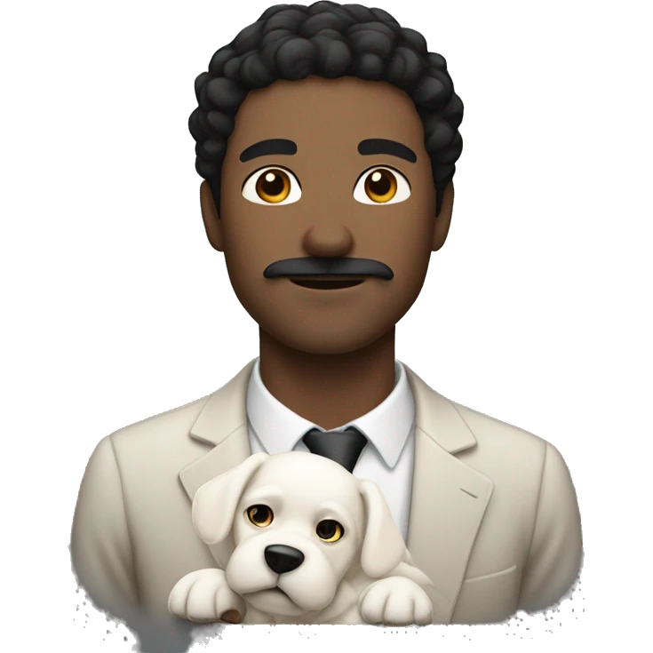 Black haired man with a mustache, light skin, and a white puppy emoji