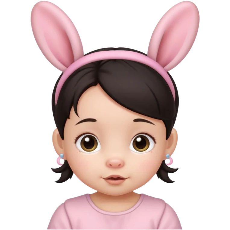 bunny ear accessory wearing baby dark haired piggy bun emoji