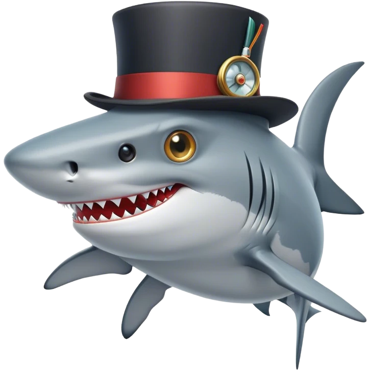 Shark with a top hat emoji