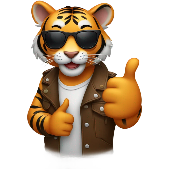 Tiger with sunglasses thumbs up emoji