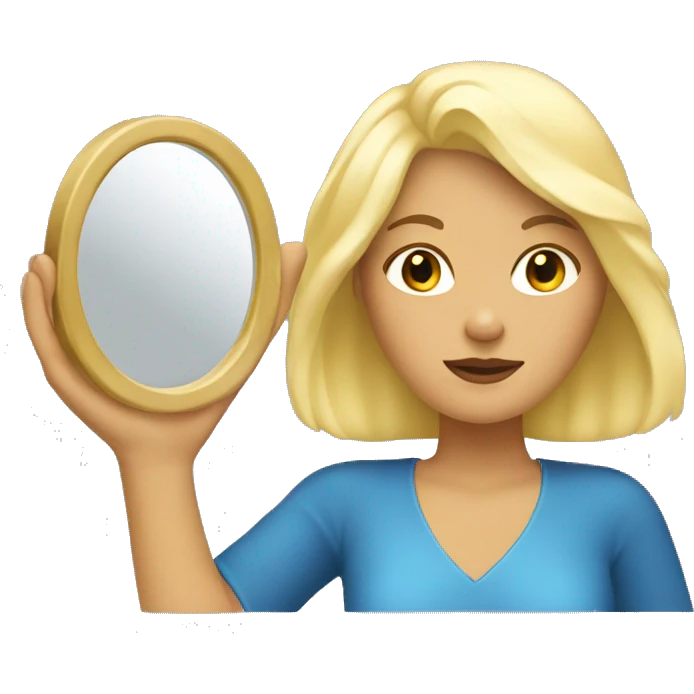 blond woman looking with the mirror in the hand  emoji