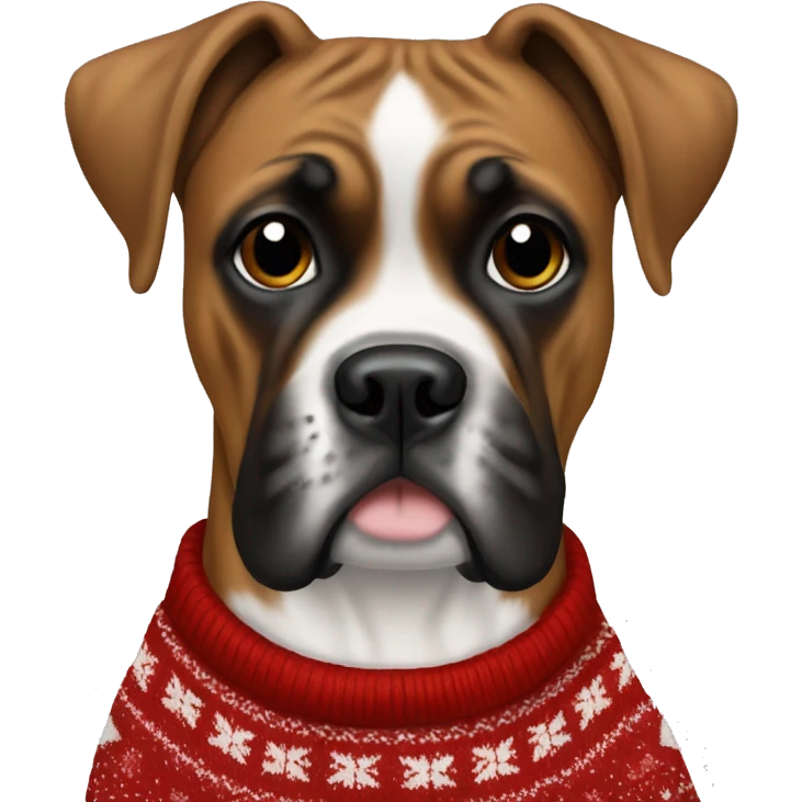 boxer dog wearing christmas sweater emoji