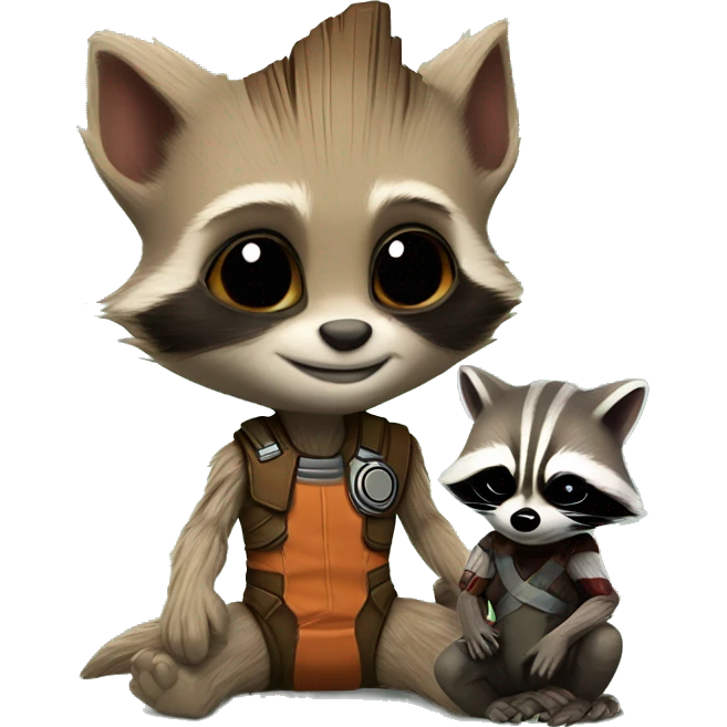 baby groot and rocket racoon emoji
