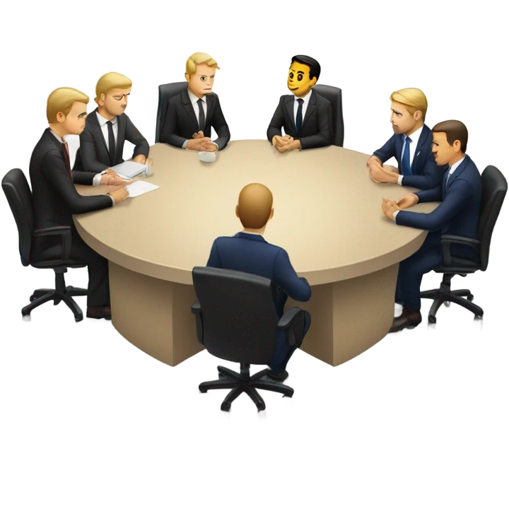 6 Caucasian men in suits sitting at a round table emoji