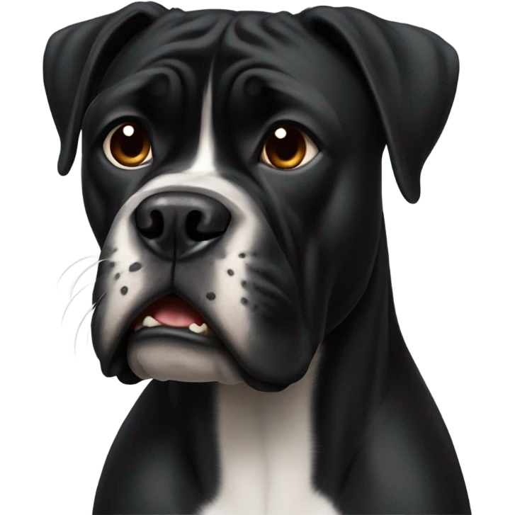 Black boxer dog with underbite  emoji