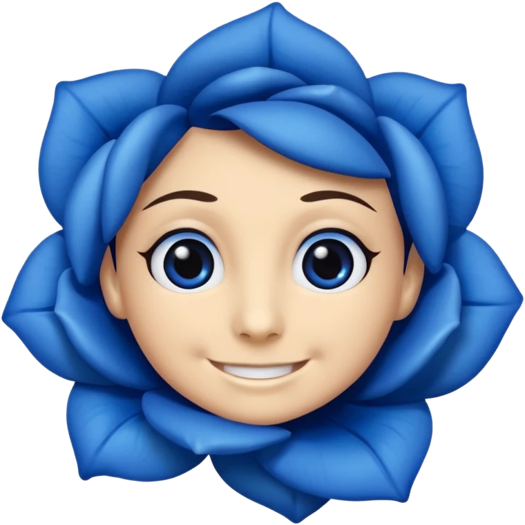 blue rose with eyes and smile emoji
