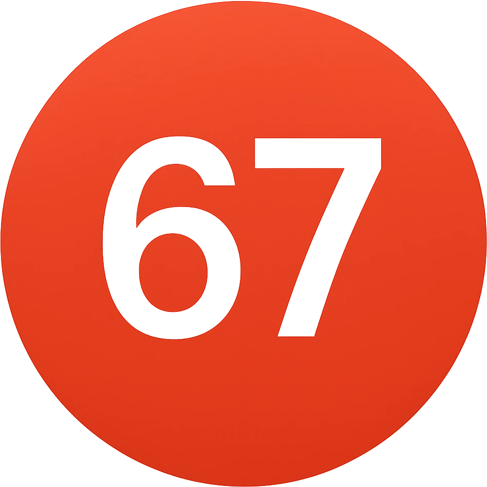 red circle emoji that says "67" emoji