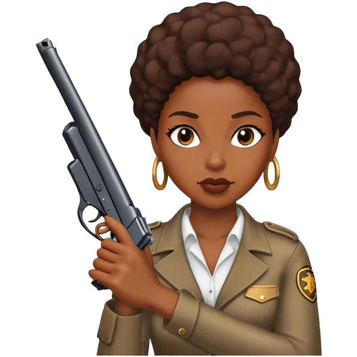 A black women with a gun emoji