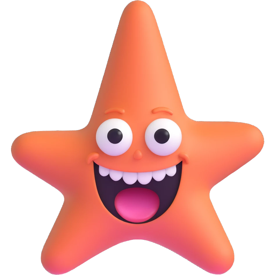 Patrick Star face from SpongeBob, wide eyes, big smile emoji