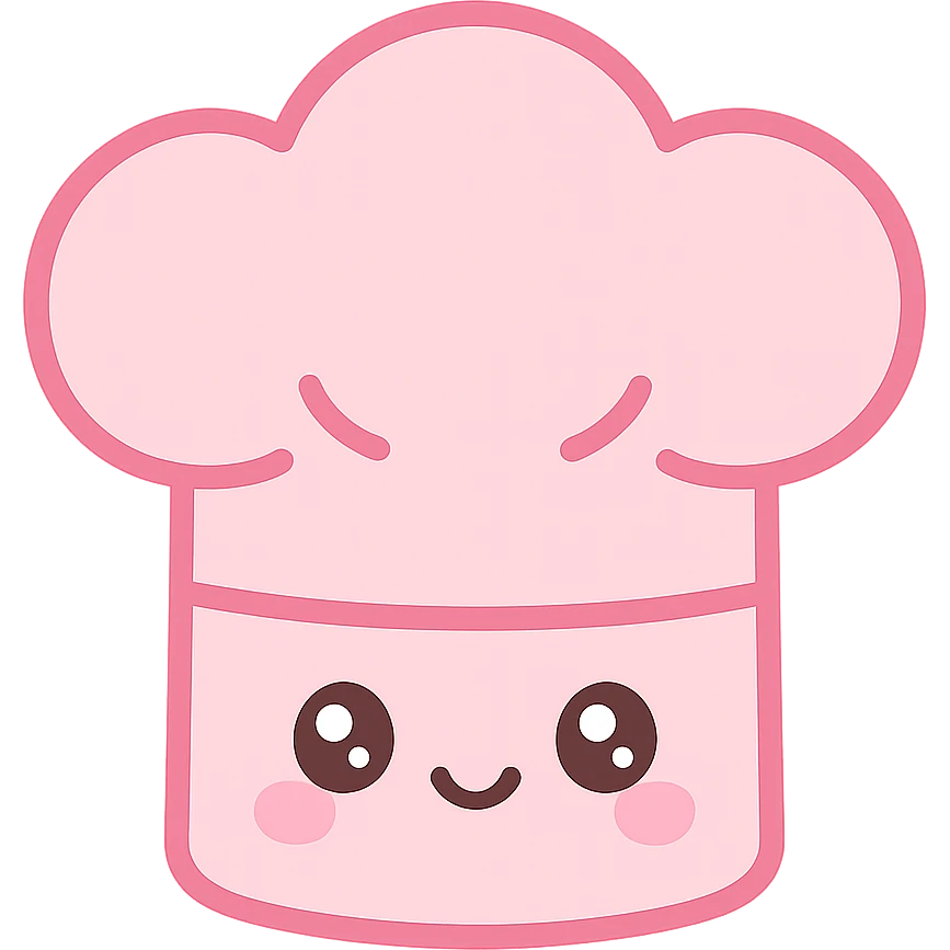 pink chef hat, stylized with a cute touch emoji