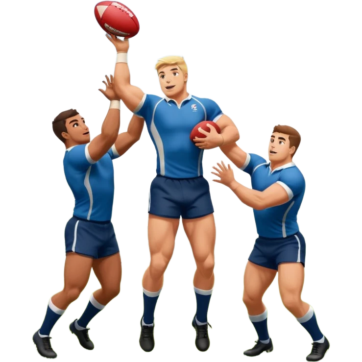 two rugby players lifting another player to catch a ball in a lineout emoji