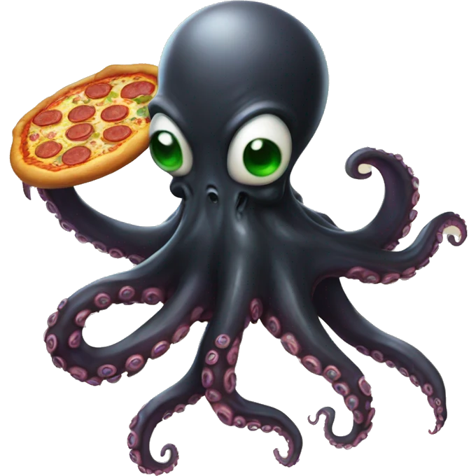 black Alien Octopus with pizza emoji