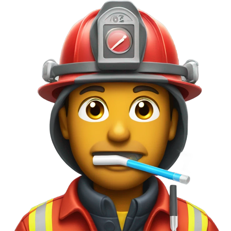 Fireman with thermometer in his mouth emoji