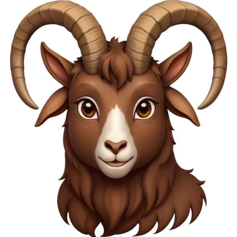 Cinematic Noble Brown Goat Portrait Emoji, Poised and regal, with a sturdy, agile build and a smooth, well-groomed rich brown fur accented by gracefully curved horns, deep-set soulful dark eyes, Simplified yet sharp and sophisticated features, highly detailed, glowing with a warm, dignified glow, high shine, intelligent and spirited, stylized with an air of rustic elegance, focused and attentive, soft glowing outline, capturing the essence of a watchful and confident goat, so majestic it feels as though it could leap out of the screen with effortless authority! emoji