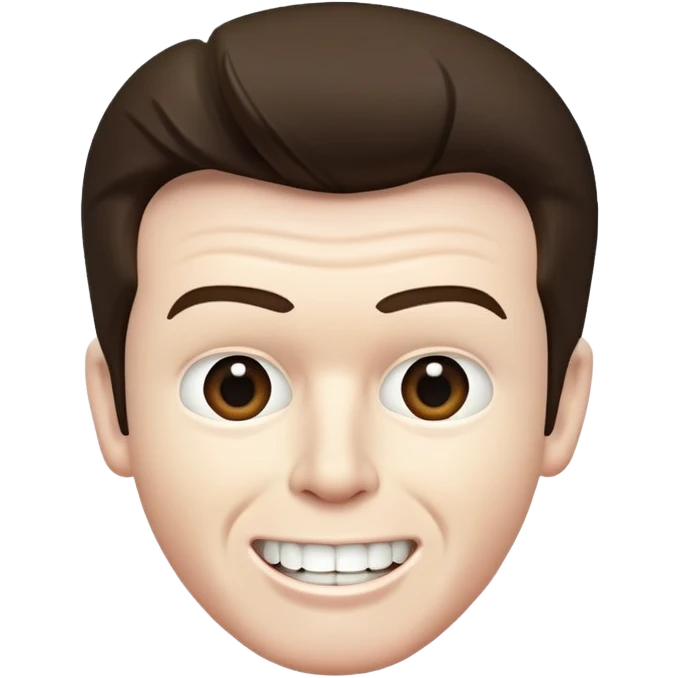 Very White Rick Astley face with straight face but his front teeth is sticking out emoji