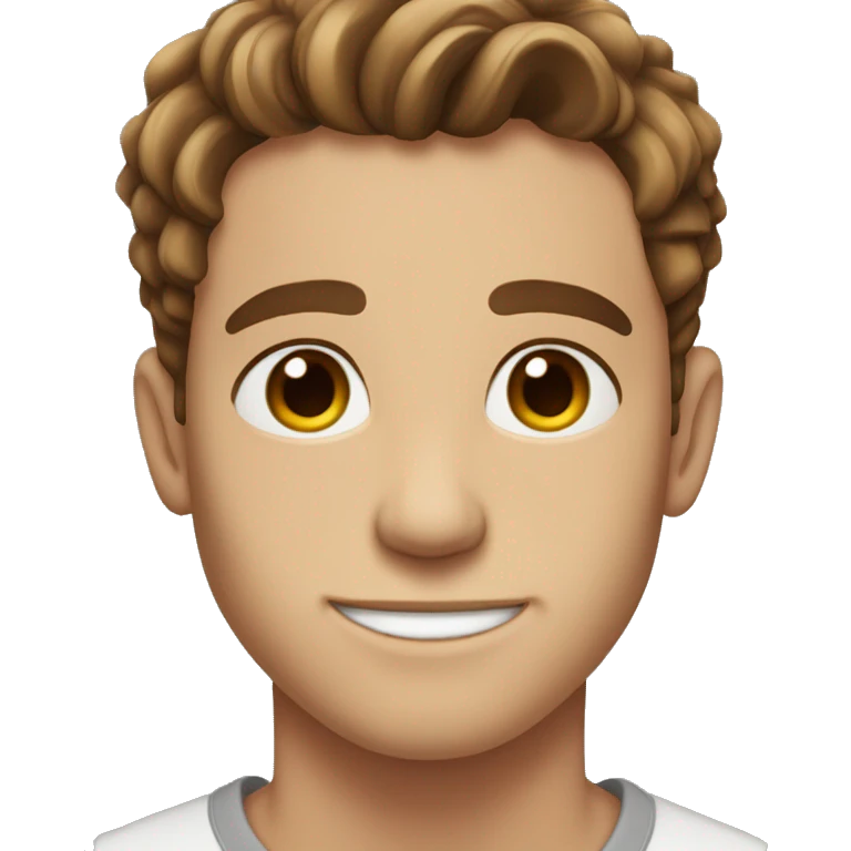 guy with freckles, flowy middle part brown eyes brown hair and a jawline 16 years old emoji