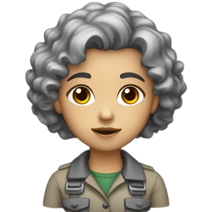 female geologist grey curly hair sad eyes emoji
