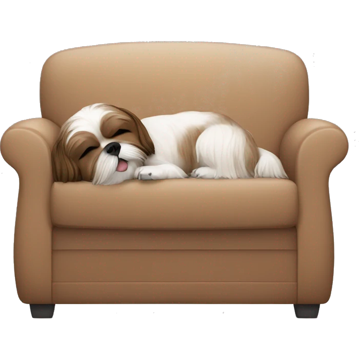 Brown shih tzu dog and human woman sleeping on couch emoji