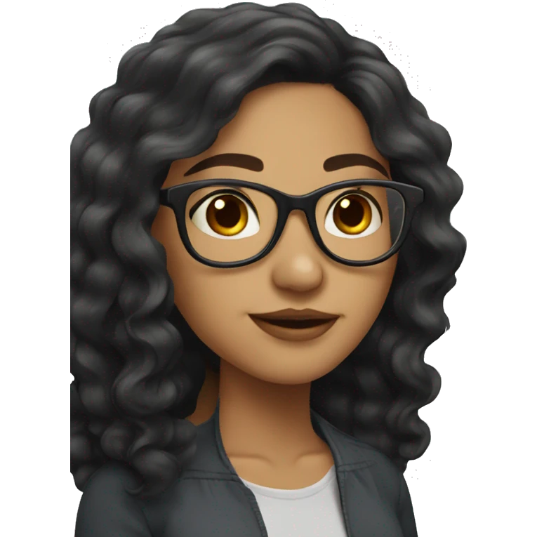 Latina girl with glasses and dark long wavy hair emoji