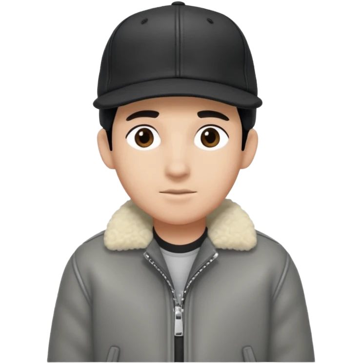 Cappellino New Era New York nero e persona con giubbotto di pecora grigio emoji