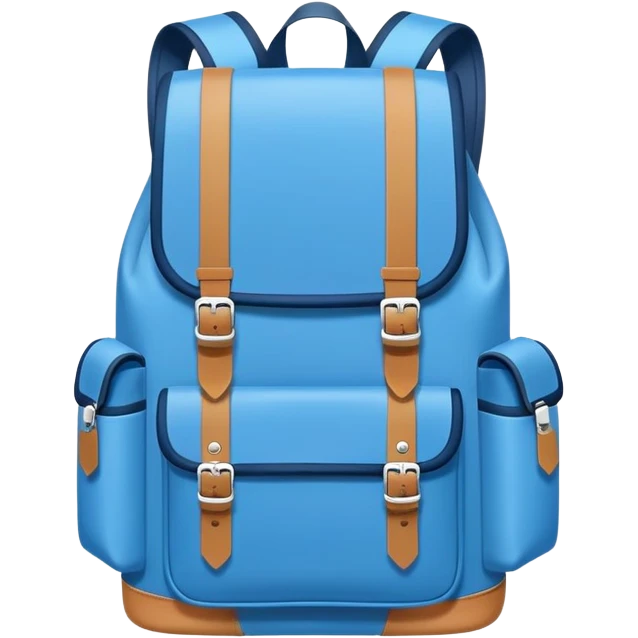 A flat-style illustration of a simple school backpack with front pockets and shoulder straps, symbolizing K–12 education. Clean, modern, cartoon-style, white background, iOS emoji aesthetic. emoji